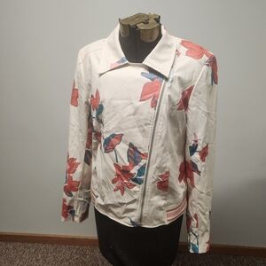 Giuliana Women's Medium Faux Leather Floral Jacket